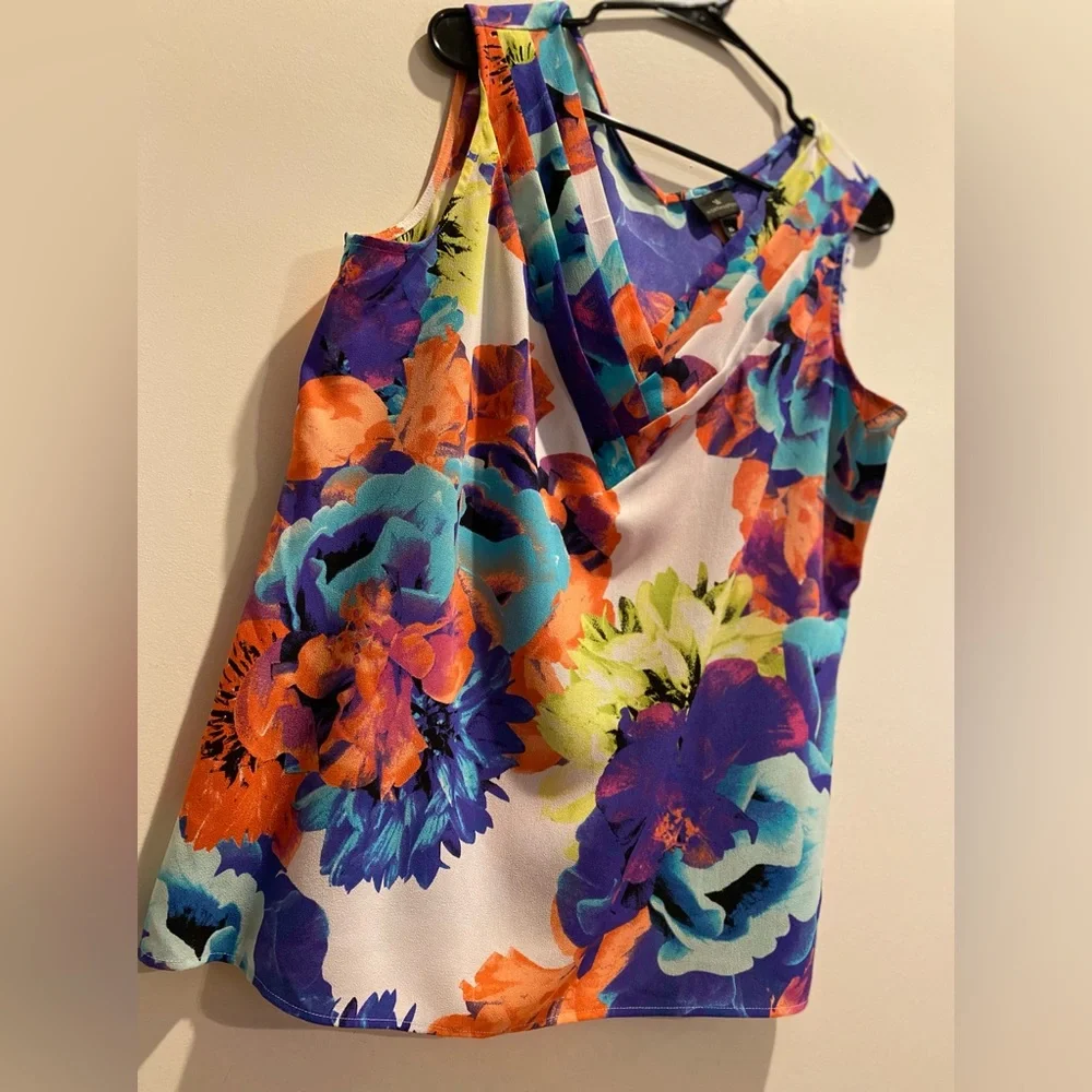 Worthington, Size XL, Floral Print, Sleeveless V-Neck Blouse - Picture 7 of 8
